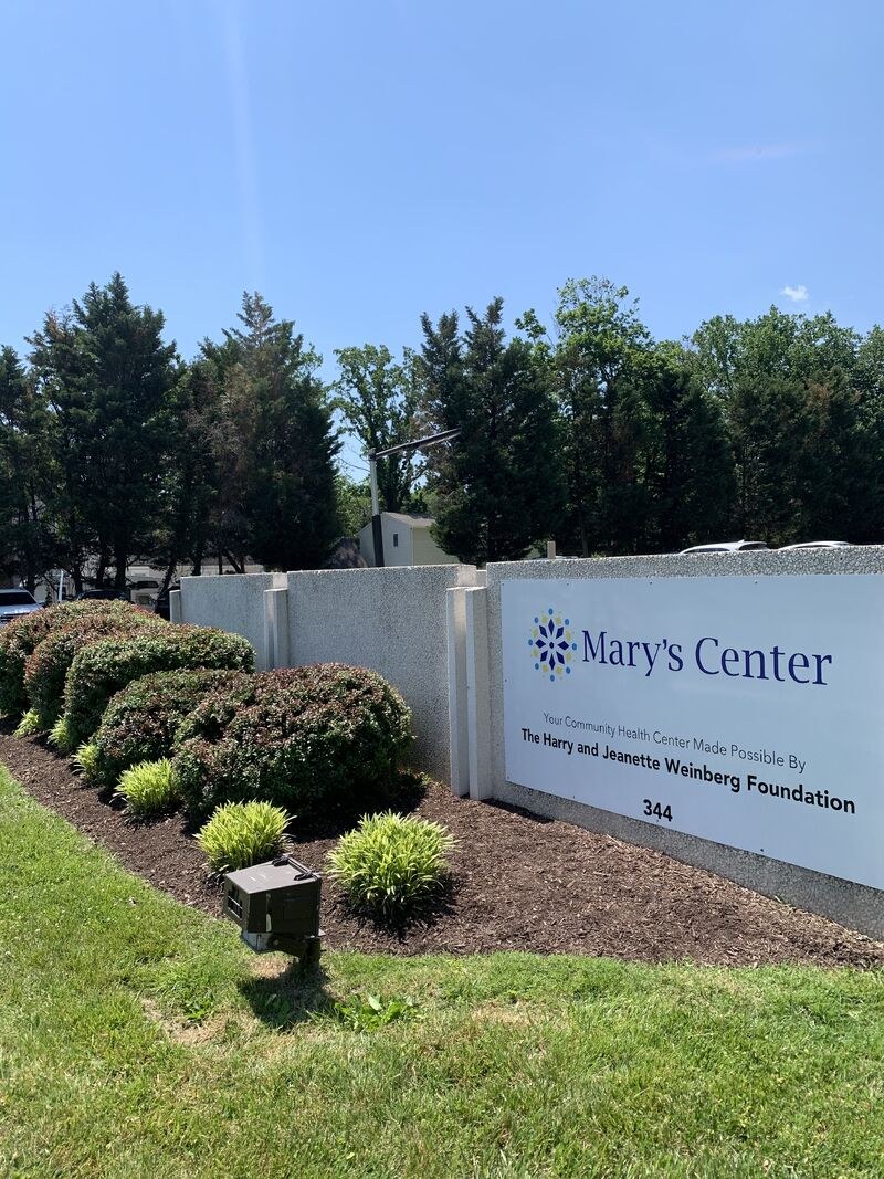 The Mary’s Center sign at the entrance to its campus